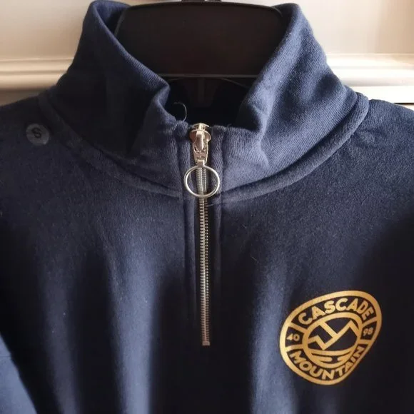 Women's Quarter Zip Sweatshirt Navy with Logo Size Small NEW - Picture 3 of 7